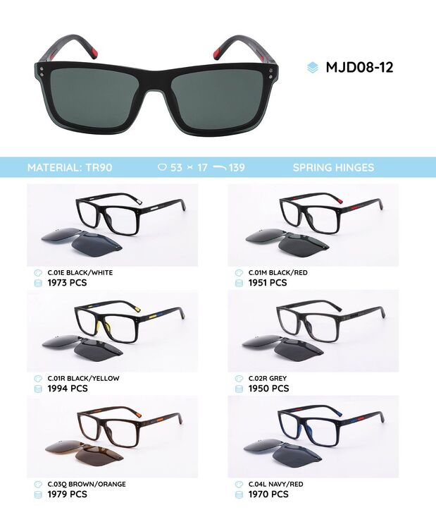 TR90 plastic frames with a sun protection clip-on MJD08-12