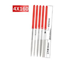 Напильники алмазные на гальванической связке, серебристые с красной ручкой, набор 5 штук