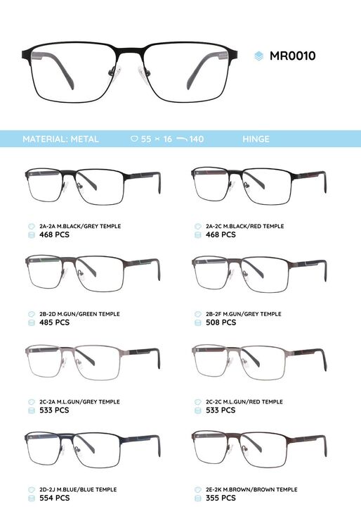 Металлическая оправа с дужками из материала TR-90 MR0010