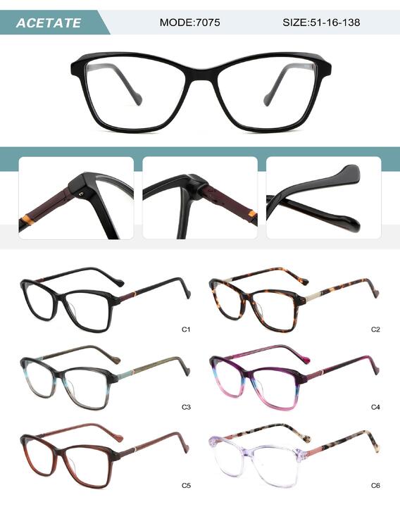 Plastic acetate frame for women with spring hinges 7075-DA