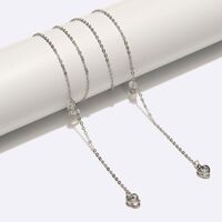 Metal non-slip chain, with pendant heart with zircon, for glasses and masks GL396