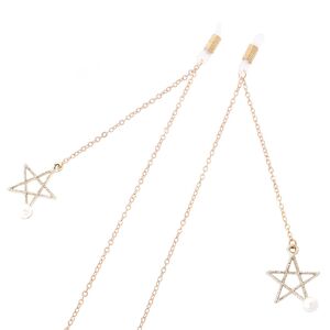 Metal non-slip chain, with pendant five-star and pearl, for glasses and masks GL240