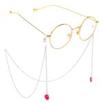 Metal non-slip chain, with red smiley face, for glasses and masks GL268