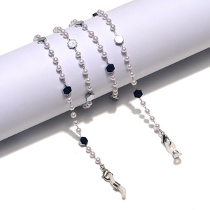 Hexagonal pearl stainless steel glasses chain GS048
