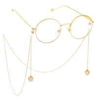 Metal non-slip chain, with pendant heart with zircon, for glasses and masks GL396