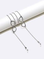 Gold glasses chain with black and white crystals GL037(1)