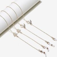 Metal non-slip chain set 2-piece, gold with swallow and star, for glasses and masks GM022