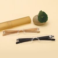 Plastic reading glasses 2006笔筒 with glass lenses and pen case, from +1.00 to +4.00, RMC=62-64