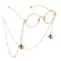 Металлическая нескользящая цепочка золотого цвета, с кулоном в форме пчелы и бусинами, для очков и масок GL547