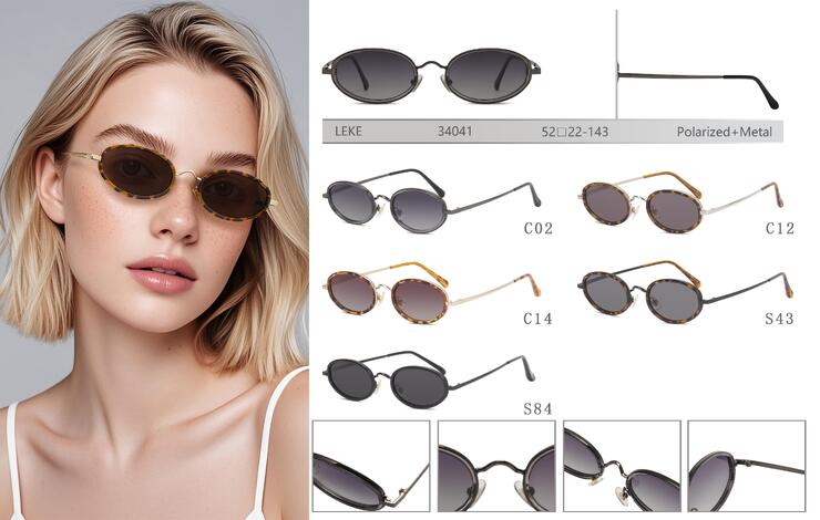 Polarized metal sunglasses for women Leke LK34041