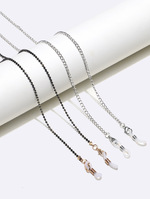 Набор из двух металлических цепочек для очков с розовыми треснувшими акриловыми бусинами GM154