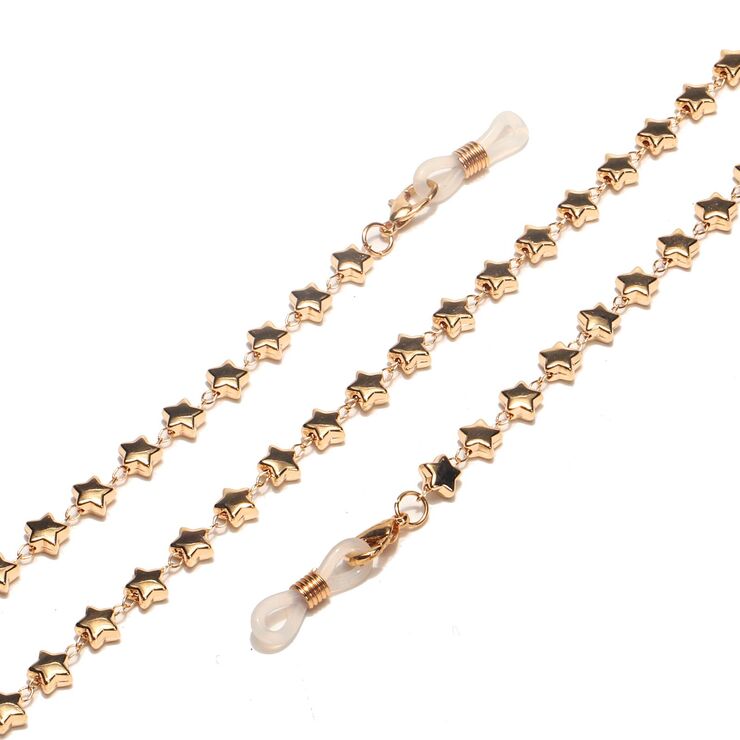 Металлическая нескользящая цепочка золотого цвета, с золотыми звездами, для очков и масок GL1556