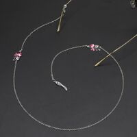 Silver-colored metal non-slip chain, with colorful elephant, for glasses and masks GL229