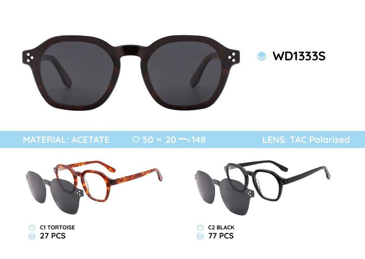 acetate plastic frames with a sun protection clip-on WD1333S