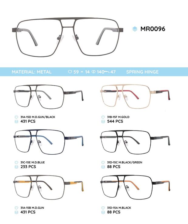 Металлическая оправа с дужками из пластика TR-90 с флексом MR0096