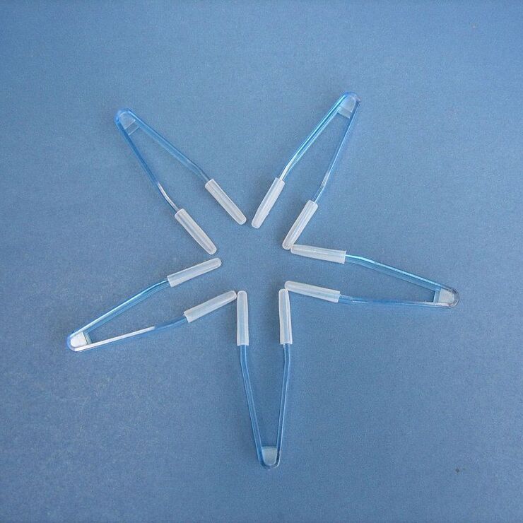 Tweezers, length 5 cm, with silicone tips, for working with contact lenses, blue colors QZ-2-1, order from 200 pieces