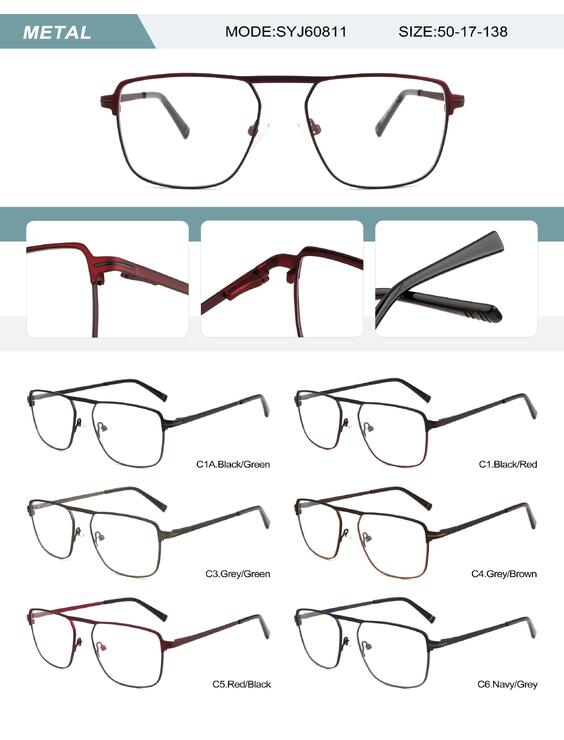 Metal frame for men with spring hinges SYJ60811-DA