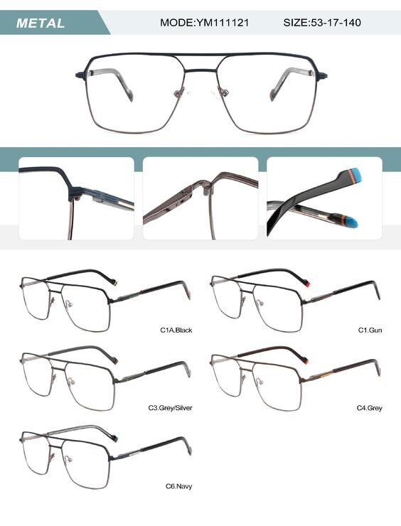 Metal frame for men with spring hinges YM111121-DA