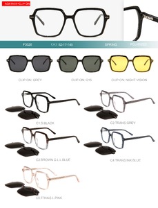 Оправа пластиковая из материала ацетат, с флексом + насадка солнцезащитная (клипон) Big City F3026S