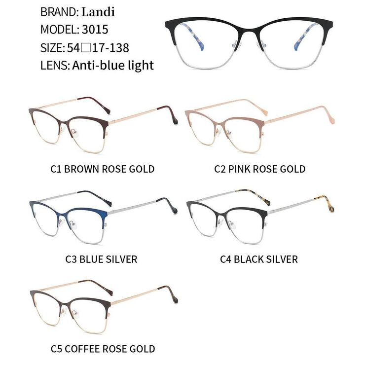 Protective anti-reflective coating metal glasses Landi LD3015