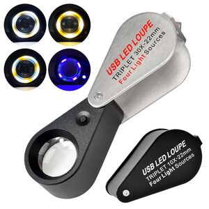 Folding magnifier with universal backlight 7808-2-XX, diameter: 22 mm, magnification: 10X, 20X, 30X