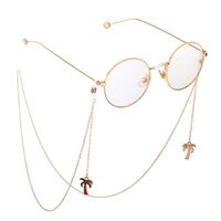 Gold-colored metal non-slip chain, with pendant coconut tree, for glasses and masks GL762