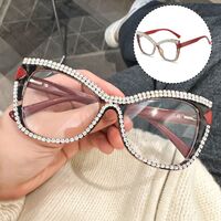 Reading PC plastic glasses with Blue Ray Cut protection, spring hinges and rhinestones for women KY239镶钻款, diopters from 0.00 to +4.00