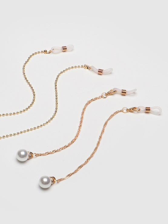 Цветная цепочка для очков, комплект из двух штук, золотая и серебряная GM040