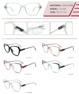 Plastic TR90 and acetate frame with spring hinges LE1085-DA