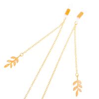 Gold-colored metal non-slip chain, with leaf-shaped pendant, for glasses and masks GL302