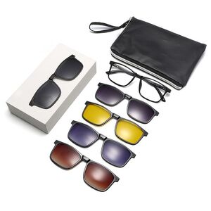 TR90/PC plastic frame + 5 polarized sun protection magnet clip-on set + leather bag El Dorado EL9509