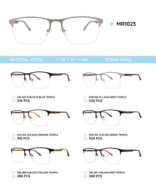 Металлическая оправа с дужками из материала TR-90 со встроенным флексом MR1023