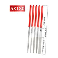 Напильники алмазные на гальванической связке, серебристые с красной ручкой, набор 5 штук