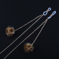 Gold-colored metal non-slip chain, with a leopard-colored fur ball, for glasses and masks GL760
