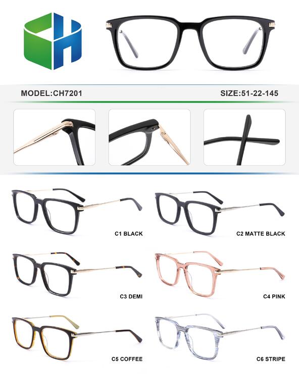 Plastic acetate frame for women with spring hinges CH7201-DA