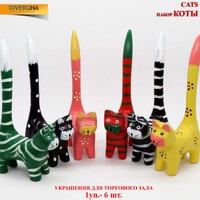 Набор декоративных котят ручной росписи из 6 штук