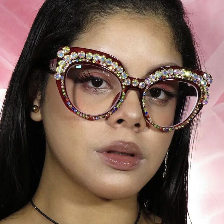 Plastic glasses with blue light protection and rhinestones for women 9620镶钻-PN