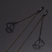 Black-colored metal non-slip chain, with pendant puppy, for glasses and masks GL655