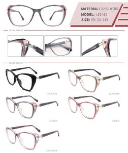 Plastic TR90 and acetate frame with spring hinges LE1045-DA