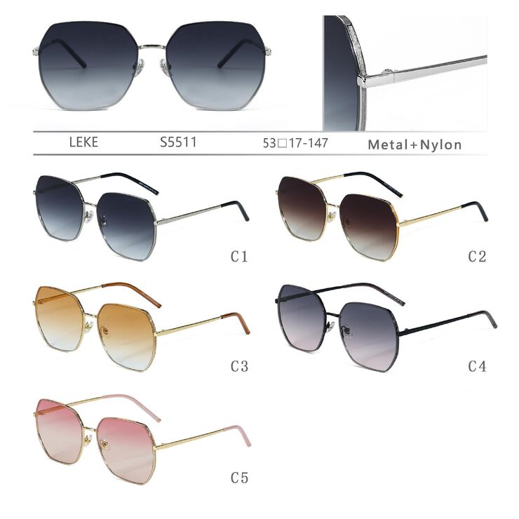 Солнцезащитные поляризационные женские металлические очки с нейлоновыми линзами Leke S5511