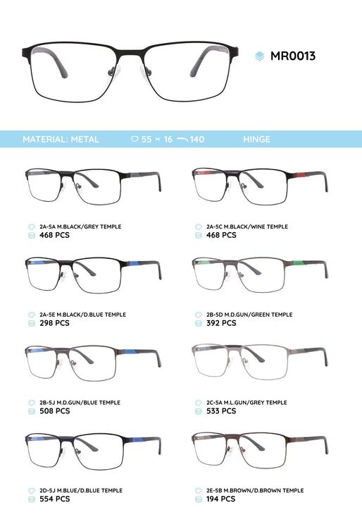 Металлическая оправа с дужками из материала TR-90 MR0013