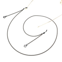 Black-colored metal non-slip chain, with pendant flower grass, for glasses and masks GL835