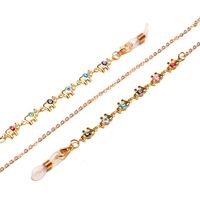 Gold-colored metal non-slip chain, with colorful elephant, for glasses and masks GL1650