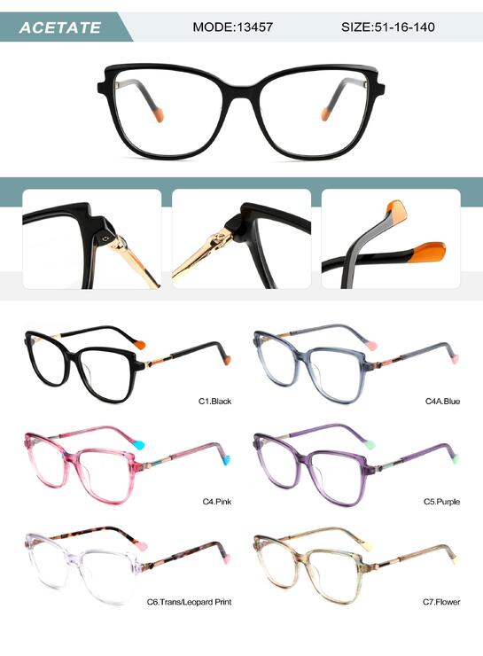 Plastic acetate frame for women with spring hinges 13457-DA