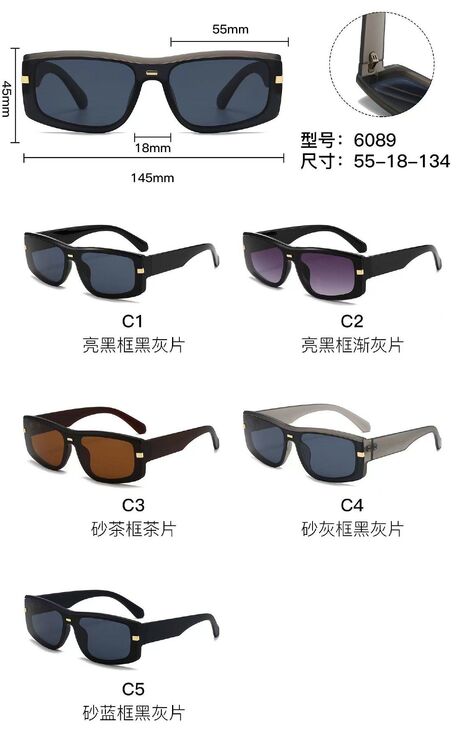 PC plastic sunglasses with metal hinge 6089W