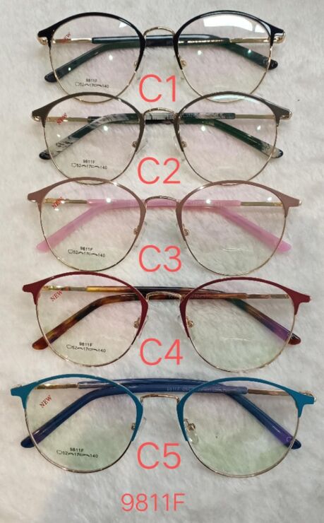 Metal frame for glasses with spring hinges 9811F