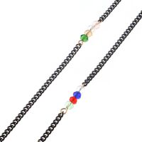 Металлическая нескользящая цепочка черного цвета, с цветными кристаллами, для очков и масок GL092