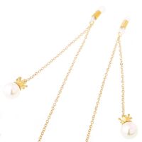 Металлическая нескользящая цепочка золотого цвета, с подвеской короной и жемчугом, для очков и масок GL244