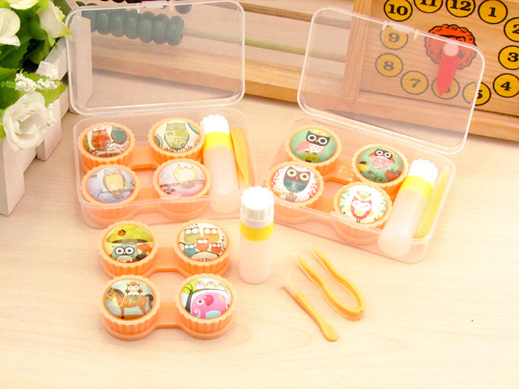 Mini set with contact lens cases ZZ001Owl, 2pcs