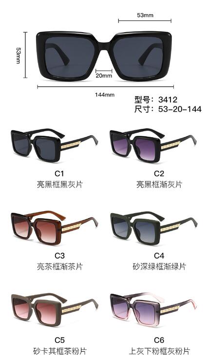PC plastic sunglasses with metal hinge and UV400 lenses 3412W